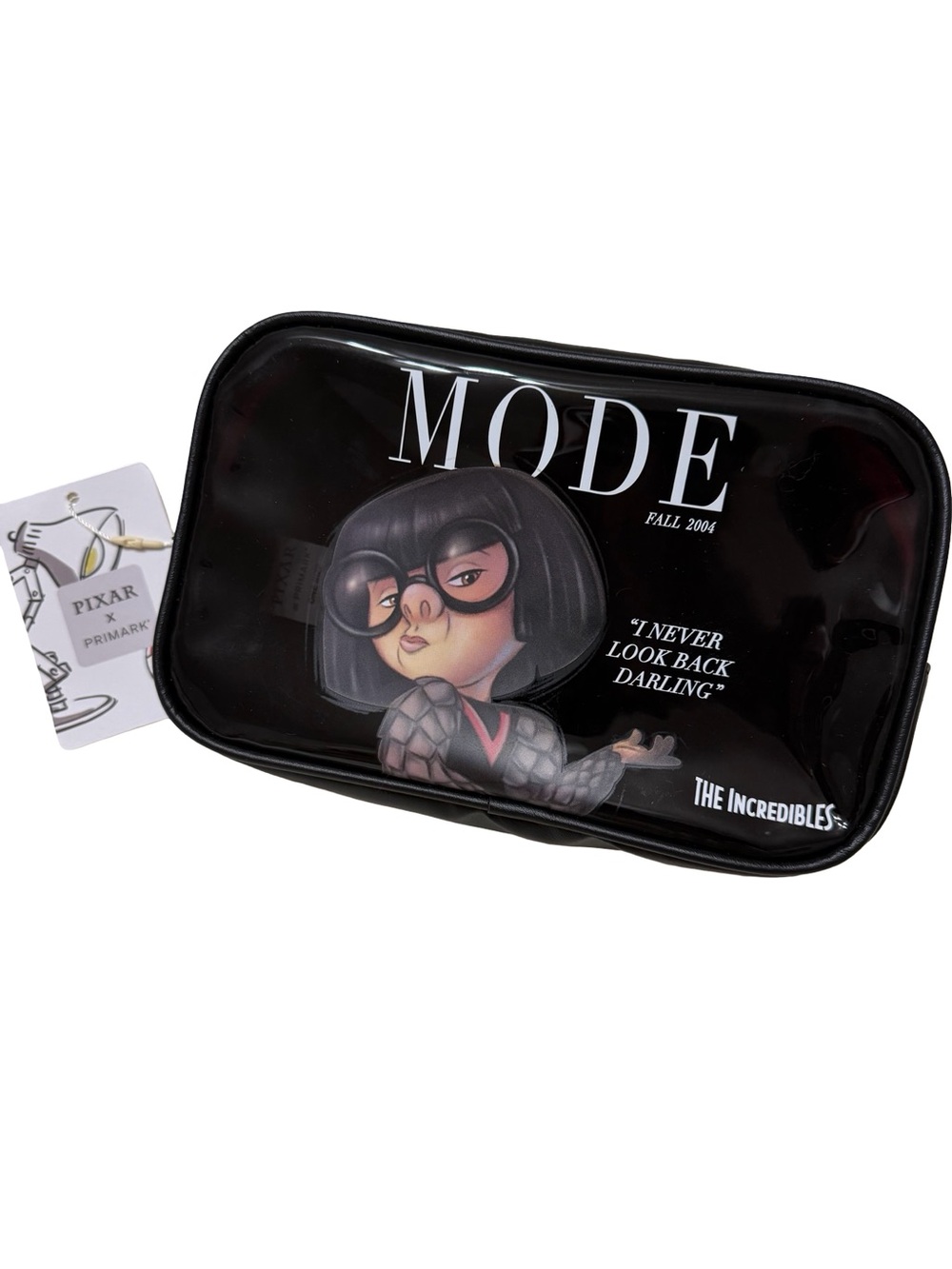 Primark - Pixar Incredibles Edna Mode Clear Black Vinyl Makeup Bag